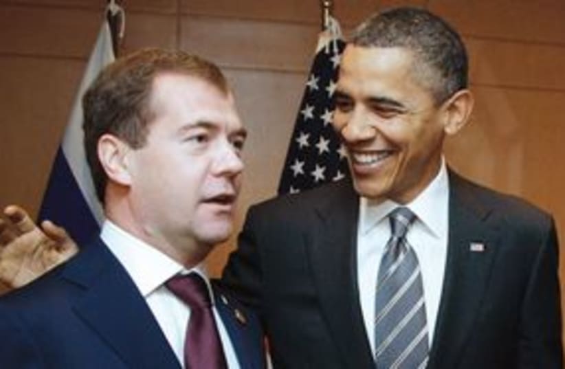 Obama and Medvedev 311 AP (photo credit: AP)