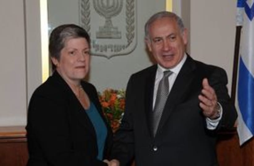 PM Netanyahu with Janet Napolitano (photo credit: GPO / Amos Ben-Gershom)