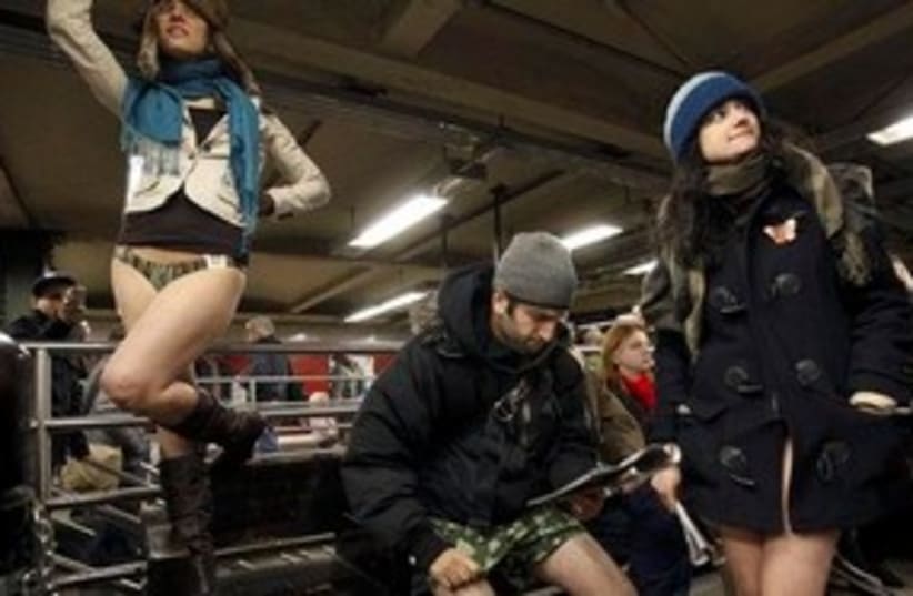 No Pants Subway 311 (photo credit: Associated Press)