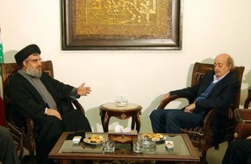Nasrallah and Jumblatt 311 AP (photo credit: AP)