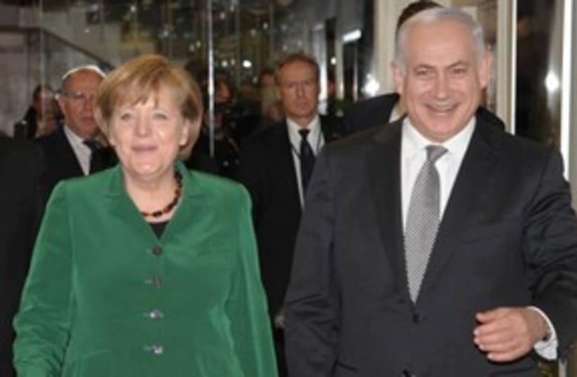 German Chancellor Angela Merkel with PM Netanyahu 311 (photo credit: Amos BenGershom)
