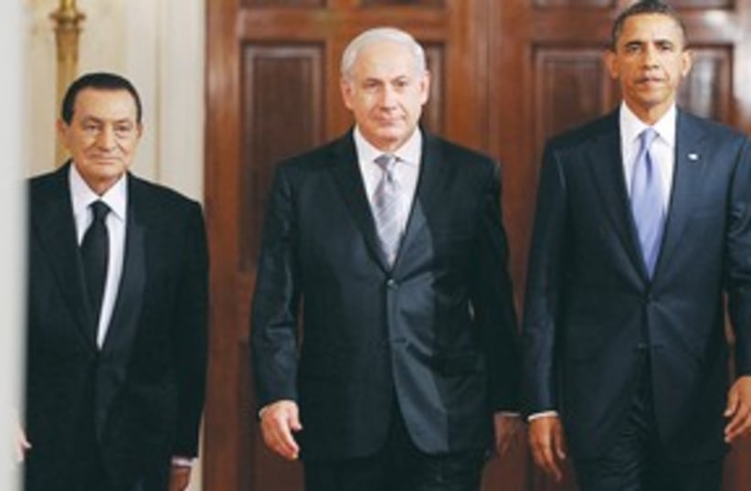 Netanyahu Obama Mubarak 311 (photo credit: mct)