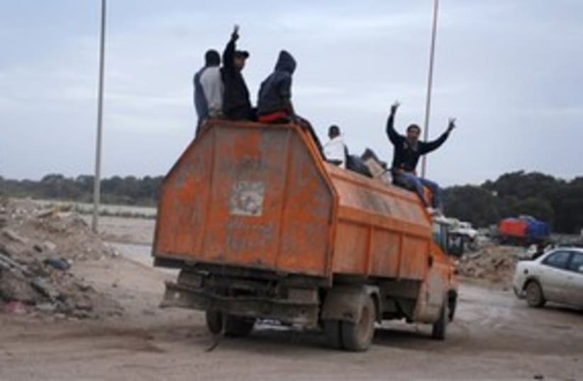 Libya protesters truck 311 AP (photo credit: Associated Press)