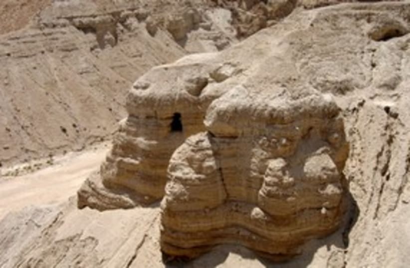The Dead Sea Scroll Caves in Qumran (photo credit: Wayne Stiles)