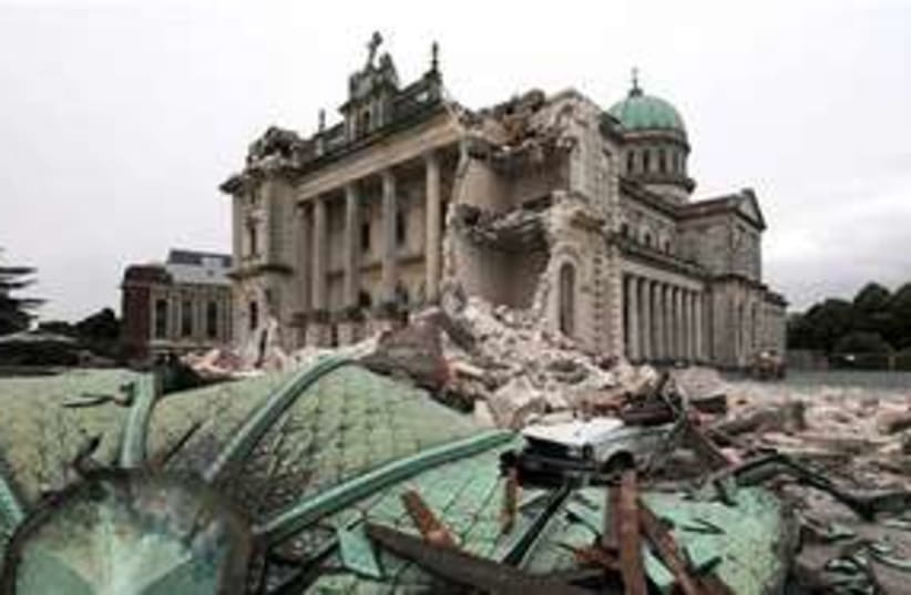 Destroyed cathedral in Christchurch 311 AP (photo credit: AP)