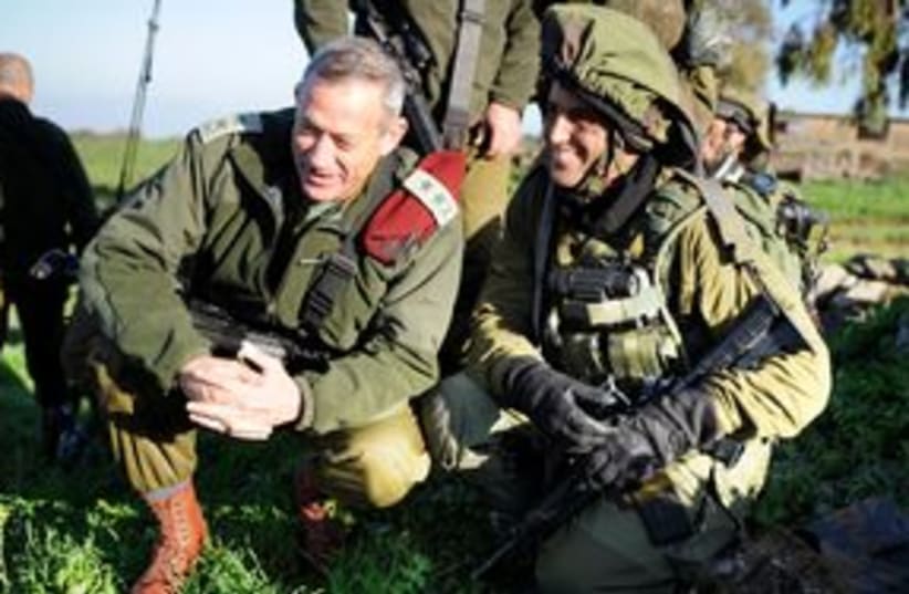 Gantz and soldier 311 (photo credit: IDF Spokesperson)
