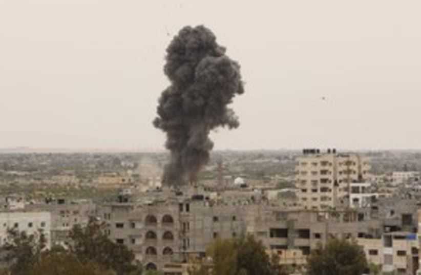 IAF airstrike Gaza_311 reuters (photo credit: Ibraheem Abu Mustafa / Reuters)