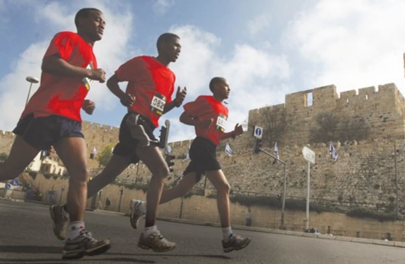 Runners in the Jerusalem Marathon 521 (photo credit: Marc Israel Sellem)