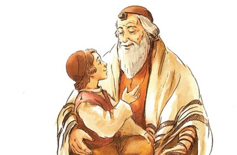Rabbi with child drawing 521 (photo credit: Destiny Foundation)