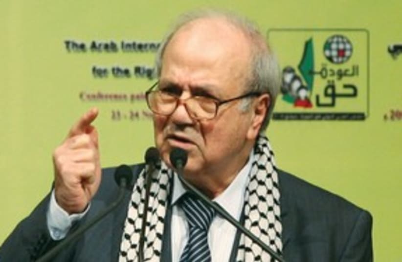PLO Foreign Minister Farouk Kaddoumi 311 (R) (photo credit: ALADIN ABDEL NABY /REUTERS)