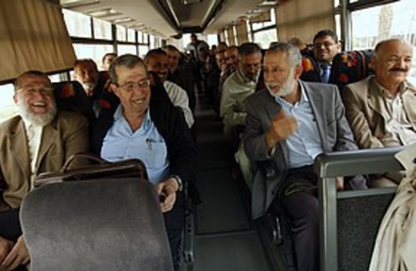 Palestinian factions on bus 311 R (photo credit: Reuters)