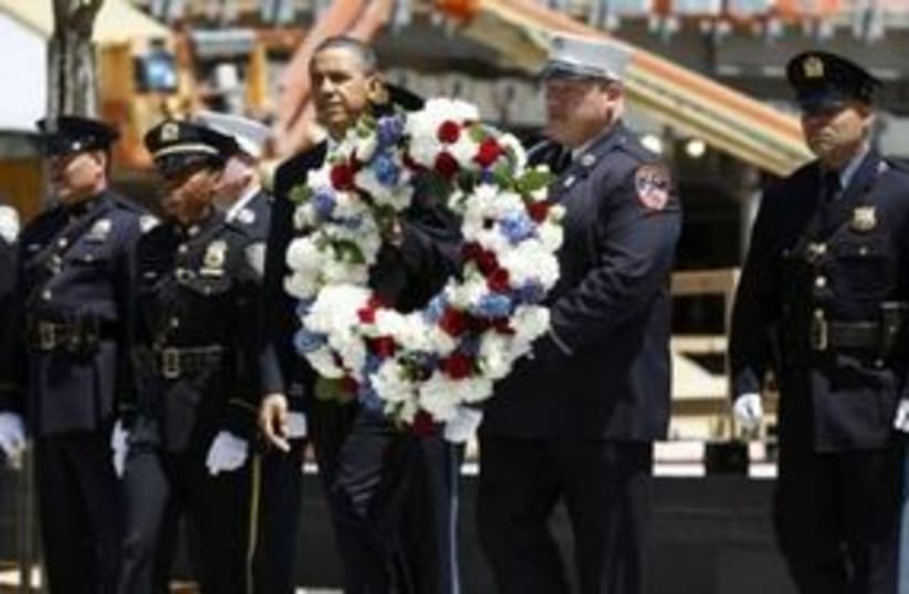 US President Barack Obama at Ground Zero in NY 311 (R) (photo credit: REUTERS/Kevin Lamarque )