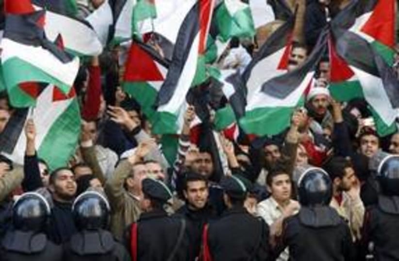 Pro-Palestinian protesters in Cairo 311 (R) (photo credit: Nasser Nuri / Reuters)