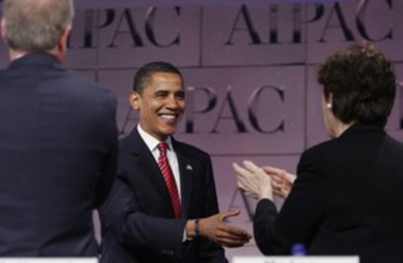 US President Barack Obama at AIPAC 311 (R) (photo credit: Jason Reed / Reuters)