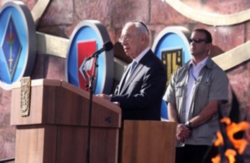 President Peres speaking at Ammunition Hill on J'lem Day 311 (photo credit: Marc Israel Sellem)