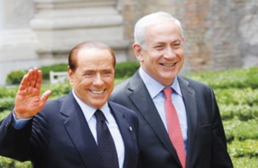 Berlusconi with Netanyahu 311 (photo credit: REUTERS)