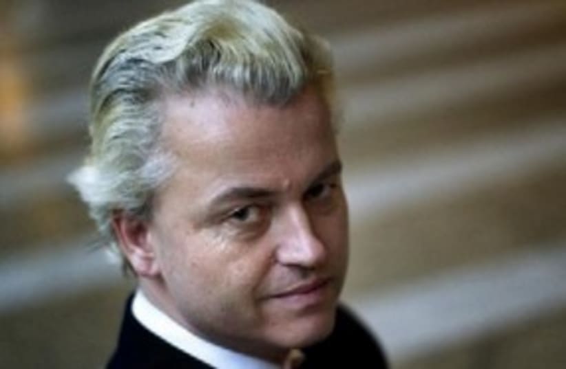 Dutch politician Geert Wilders 311 (R) (photo credit: Reuters/Jerry Lampen)
