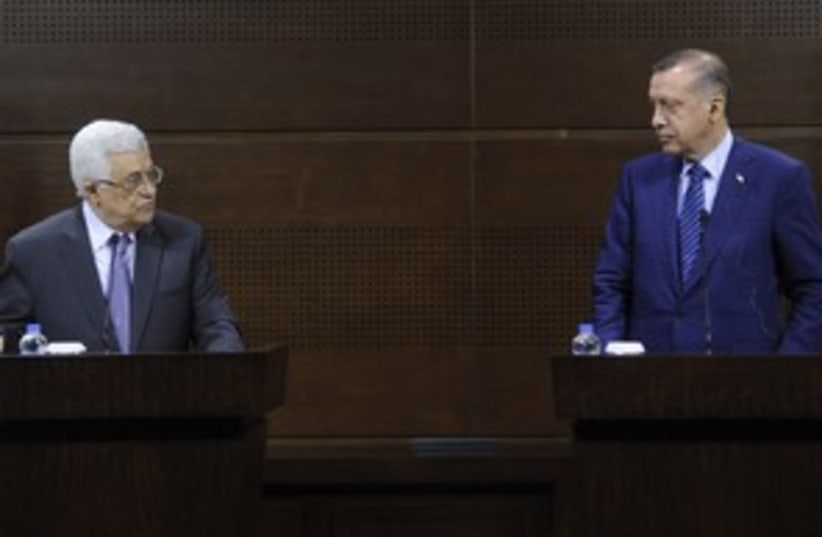 abbas and erdogan (photo credit: Stringer Turkey / Reuters)