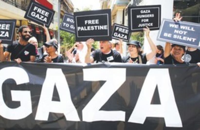 Gaza activists in Athens 311 (photo credit: REUTERS)