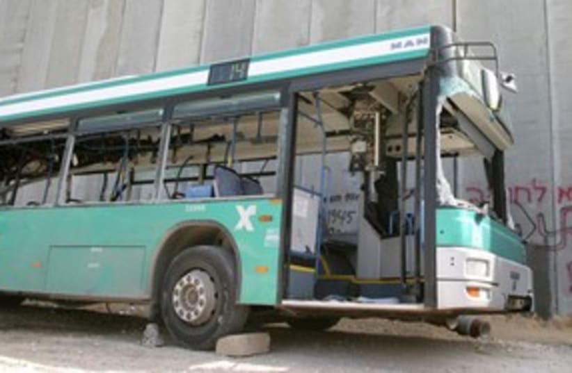 Bombed out Egged bus terrorism terror attack 311 (R) (photo credit: REUTERS)