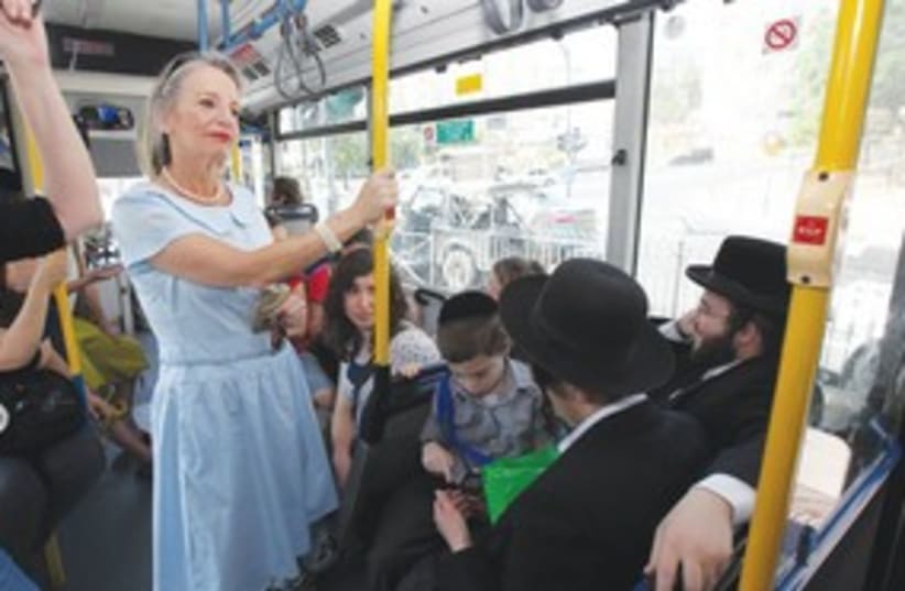 female haredi bus line mehadrin_311 (photo credit: Marc Israel Sellem / The Jerusalem Post)