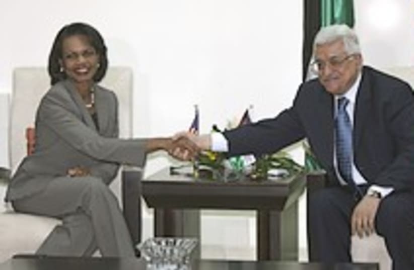 Abbas meets Rice 224 (photo credit: AP)