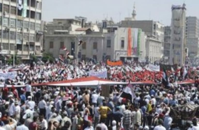Anti-Assad protest in Syrian city of Hama 311 (R) (photo credit: REUTERS)