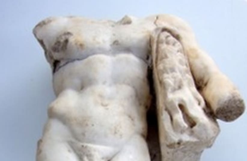 Uncovered Hurcules statue 311 (photo credit: Israel Antiquities Authority)