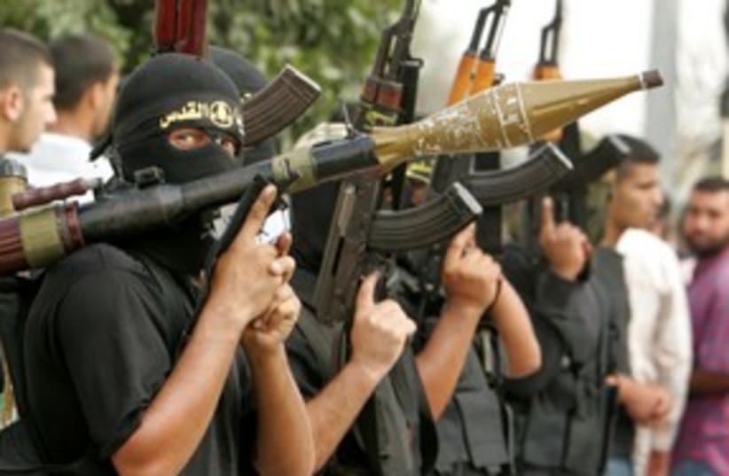 Islamic Jihad terrorists in Gaza 311 (R) (photo credit: 	 REUTERS/Mohammed Salem)