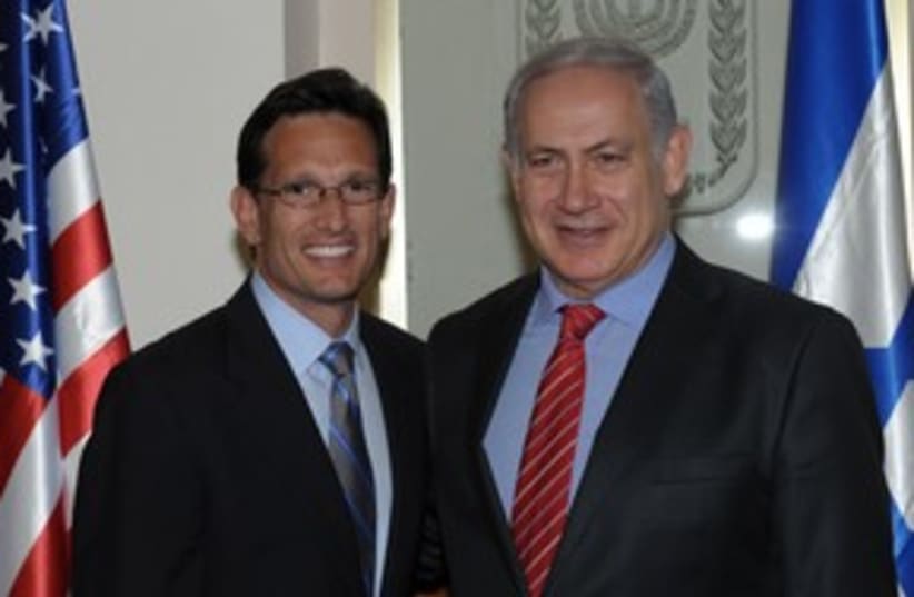Netanyahu with Majority Leader Eric Cantor 311 (photo credit: Amos Ben Gershom/GPO)