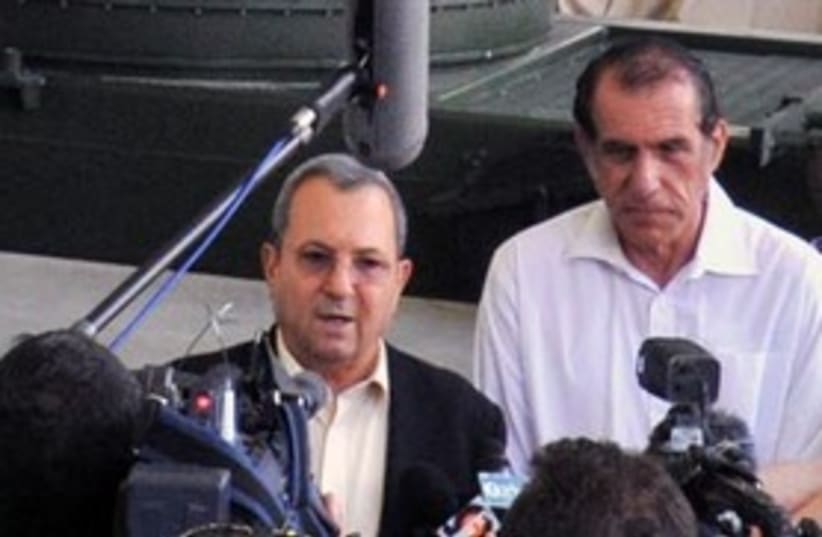 Barak at press conference 311 (photo credit: Ariel Harmony / Defense Ministry)