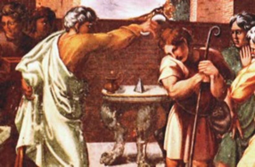 Samuel annoints King David 311 (photo credit: biblicalgenealogy.kavonrueter.com)
