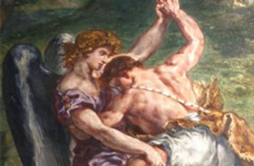 From 'Jacob wrestling with Angel' 311 (photo credit: From 'Jacob wrestling with Angel,' 1861 fresco by )