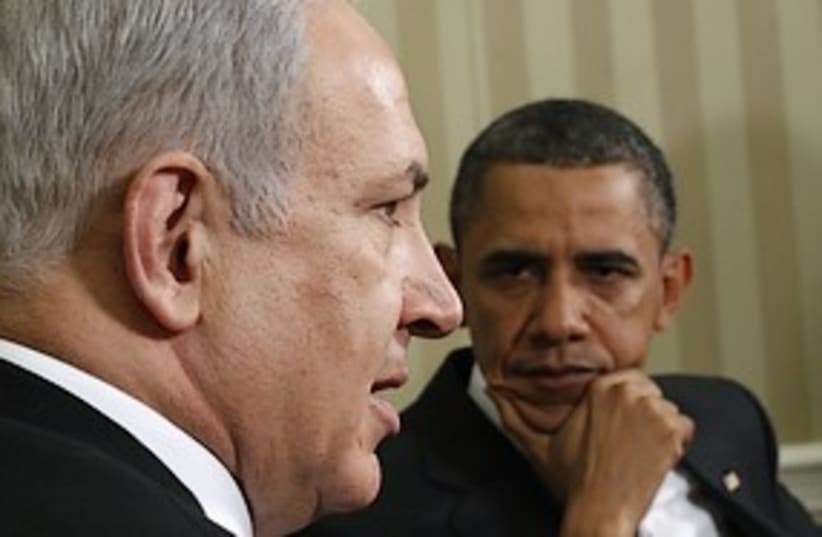 obama watches netanyahu 311 (photo credit: REUTERS)
