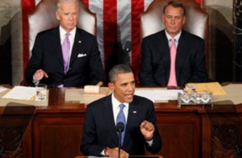 Obama addresses a joint session of Congress 311 (photo credit: REUTERS/Jim Bourg)