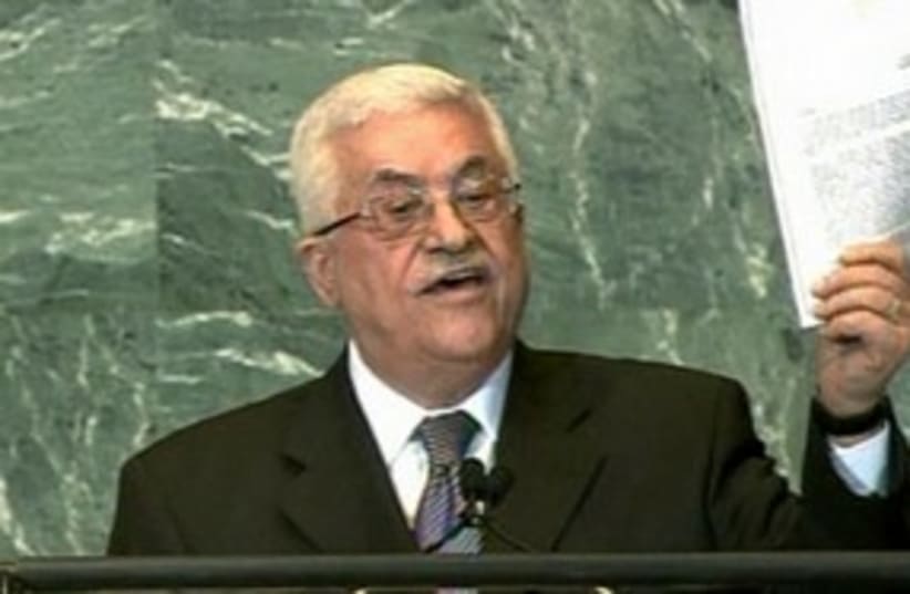 Abbas waving UN application_311 (photo credit: Reuters)