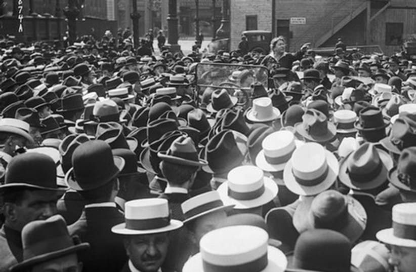Emma Goldman addressing crowd at Union Sq., NY 521 (photo credit: Corbis Images for Education/Wikimedia)