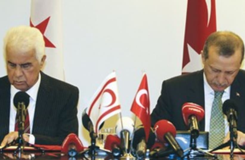 Turkish PM and Turkish Cypriot Leader Dervish Eroglu (photo credit: REUTERS)