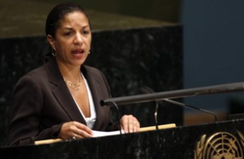 US envoy to the UN Susan Rice 311 (R) (photo credit: Brendan McDermid / Reuters)