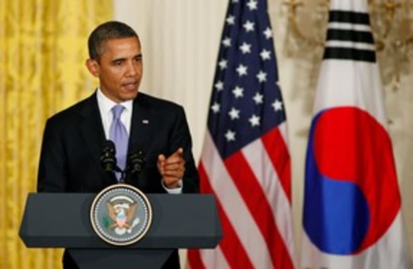 Obama in Korea 311 R (photo credit: REUTERS/Larry Downing )