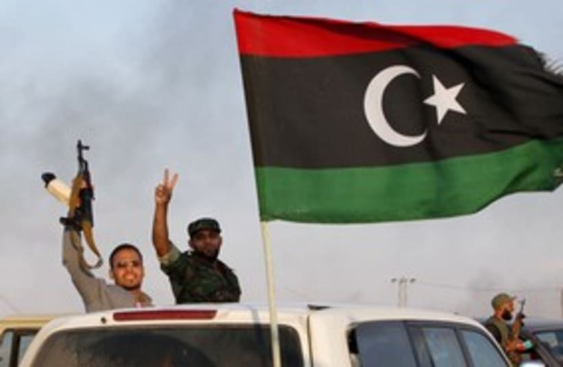 Libyan rebels celebraye in Bani Walid_311 (photo credit: Reuters)