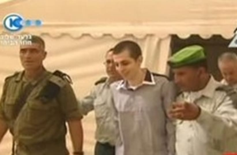 Gilad Schalit first meets with IDF officers 311 (photo credit: Channel 10)