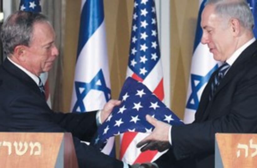 NY mayor Michael Bloomberg with Netanyahu 311 (photo credit: Marc Israel Sellem)