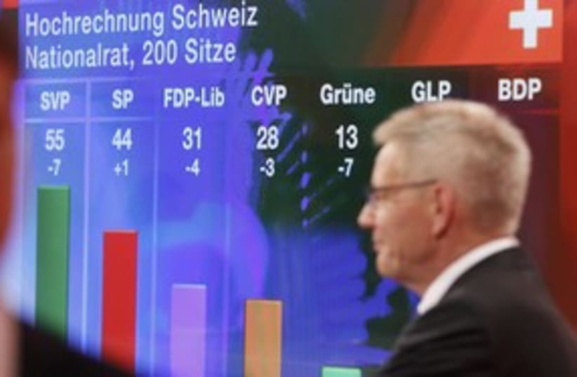 Swiss election projections 311 (photo credit: REUTERS/Pascal Lauener )