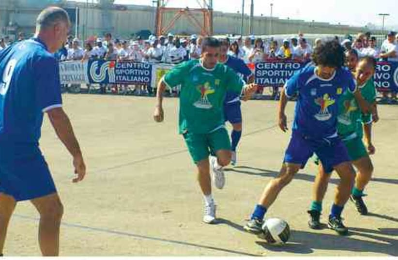 Israeli and Bethlehem soccer players 521 (photo credit: Courtesy: Melanie Lidman)