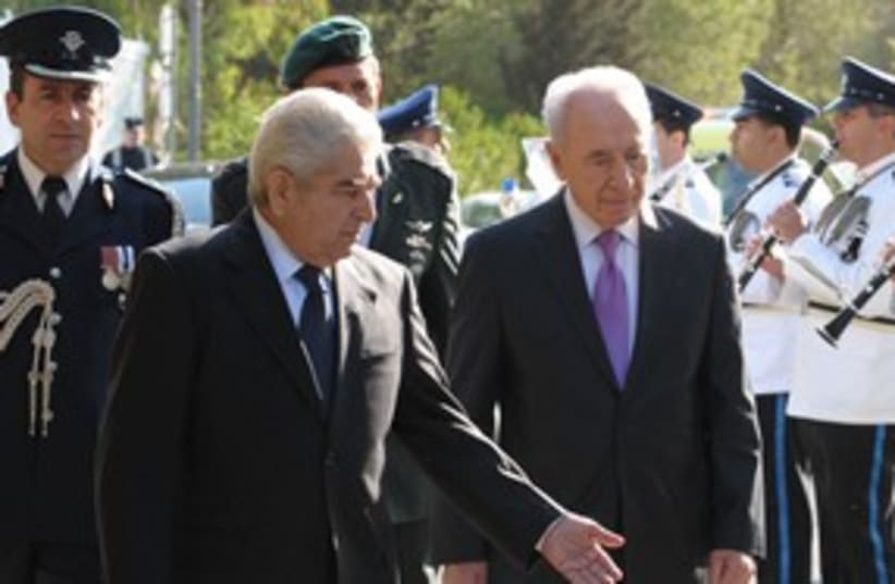 Peres and Cypriot president Christofias 311 (photo credit: Moshe Milner /  GPO)