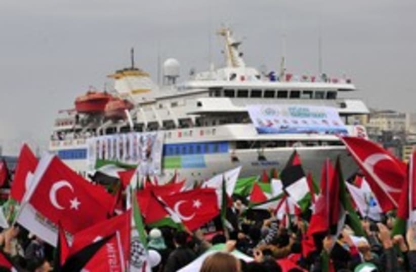 Mavi Marmara welcome back 260 (photo credit: REUTERS/Stringer)