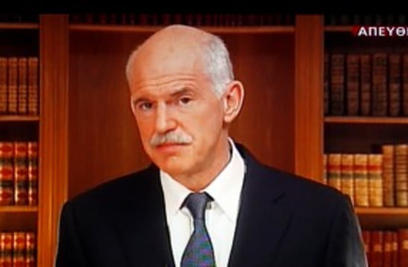 Greek Prime Minister George Papandreou 311 (R) (photo credit: REUTERS/Yannis Behrakis)
