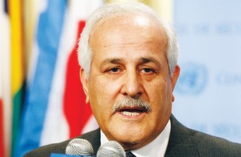 Palestinian Authority UN envoy Riyad Mansour 311 (R) (photo credit: REUTERS)