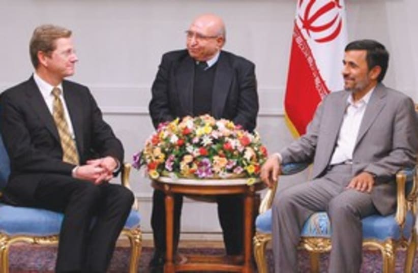 Minister Guido Westerwelle meets with Ahmadinejad R 311 (photo credit: REUTERS)